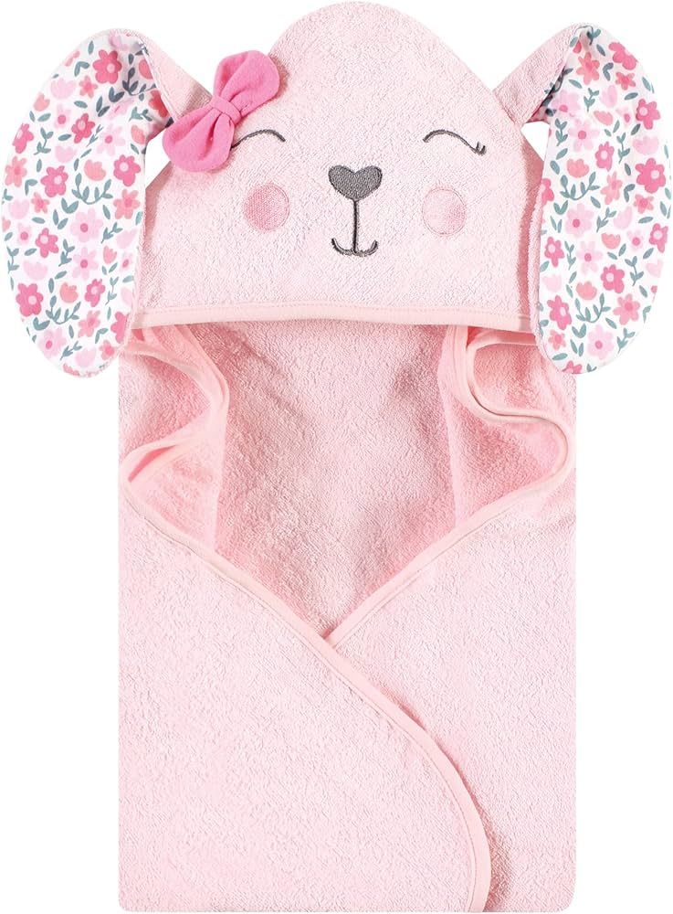 Hudson Baby Unisex Baby Cotton Animal Face Hooded Towel, Floral Bunny, One Size | Amazon (US)