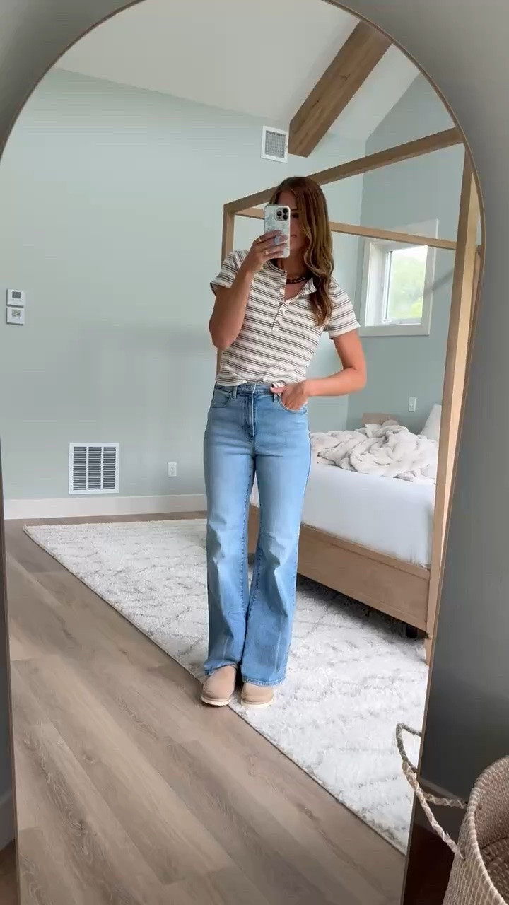 This striped Target top is darling with jeans and cozy booties for fall. I love how the stripes add a little interest while still being simple enough to layer under a jacket or cardigan when it cools down.

Target striped top, Target fall fashion, Striped top, Jeans outfit, Fall outfit ideas, Tall girl fashion, Tall friendly clothing, Cozy booties, Target fashion finds, Casual fall outfit, Fall layering, StangandCo