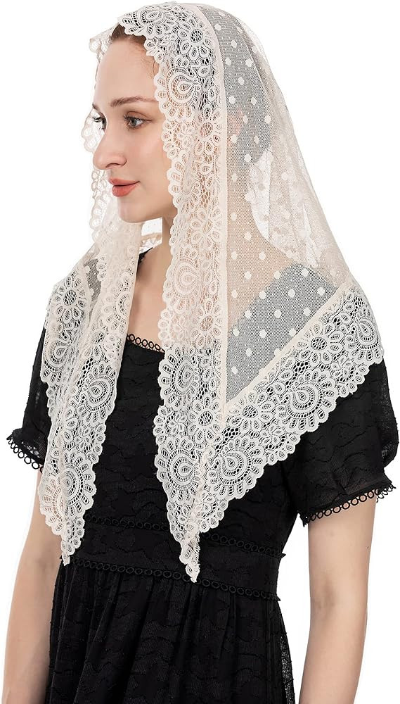 Wgior Triangle Vintage Inspired Lace Chapel Veils Catholic Mass Head Covering Scarf Mantilla Veil... | Amazon (US)