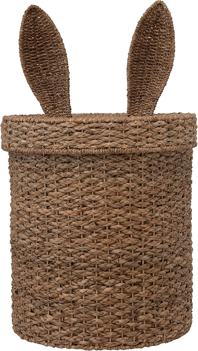 Creative Co-op Hand-Woven Seagrass and Rattan Bunny Ears Lid Baskets, Natural | Amazon (US)