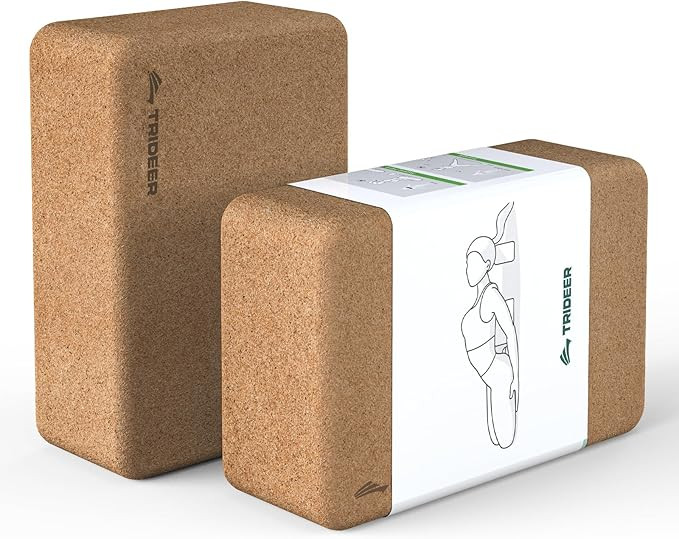 Trideer Cork Yoga Blocks, 2 Pack Yoga Blocks Natural Cork, High Density Yoga Block with Non Slip ... | Amazon (US)