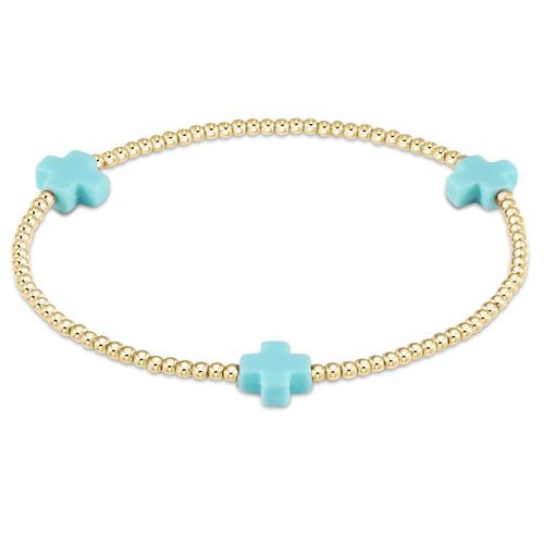 enewton Signature Cross Gold Pattern 2mm Bead Bracelet | Smith's of Dublin
