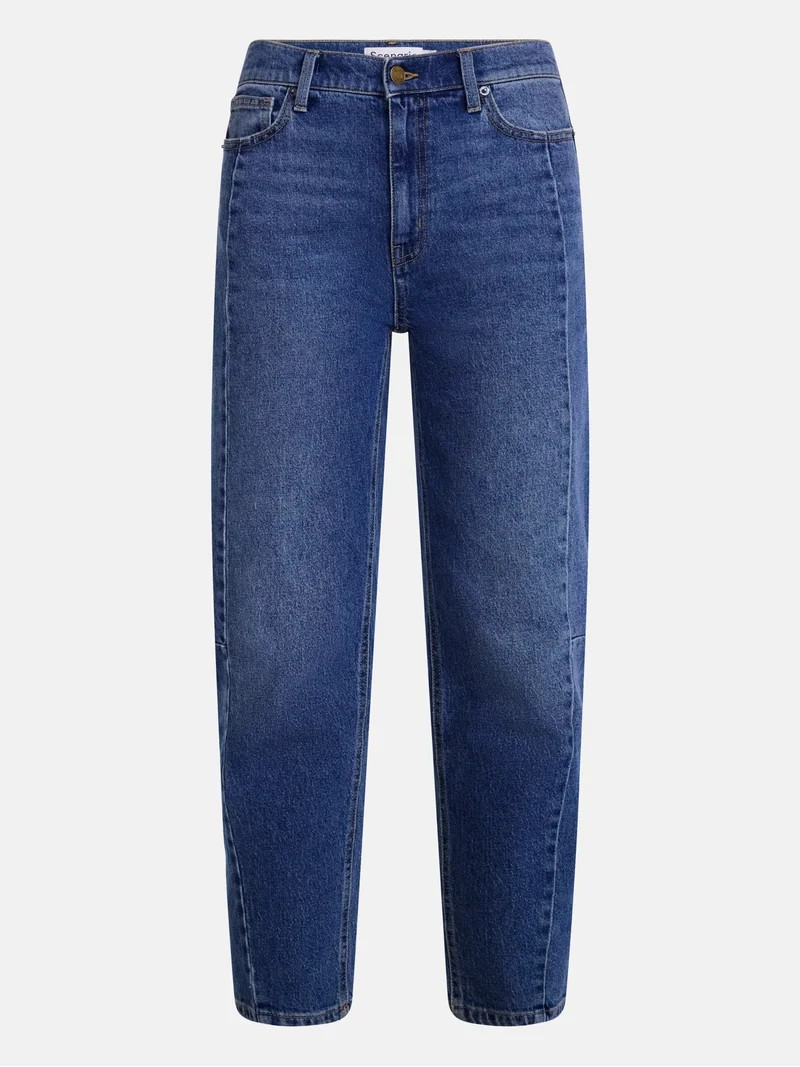 Scenario Women's and Women's Plus High Rise Barrel Jeans, 26", 28" Inseam, Sizes 0-28W | Walmart (US)