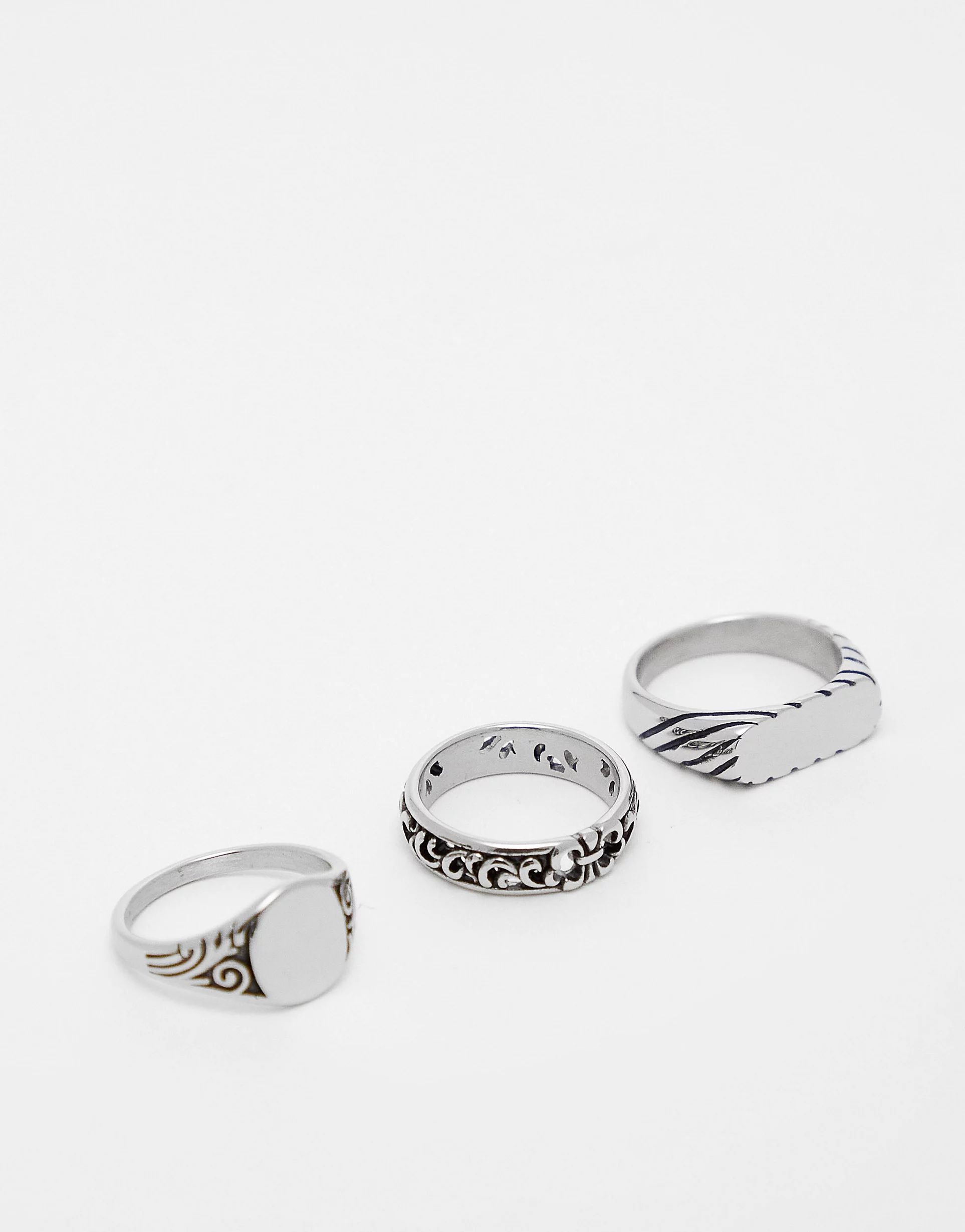 Reclaimed Vintage unisex ring pack in stainless steel | ASOS (Global)