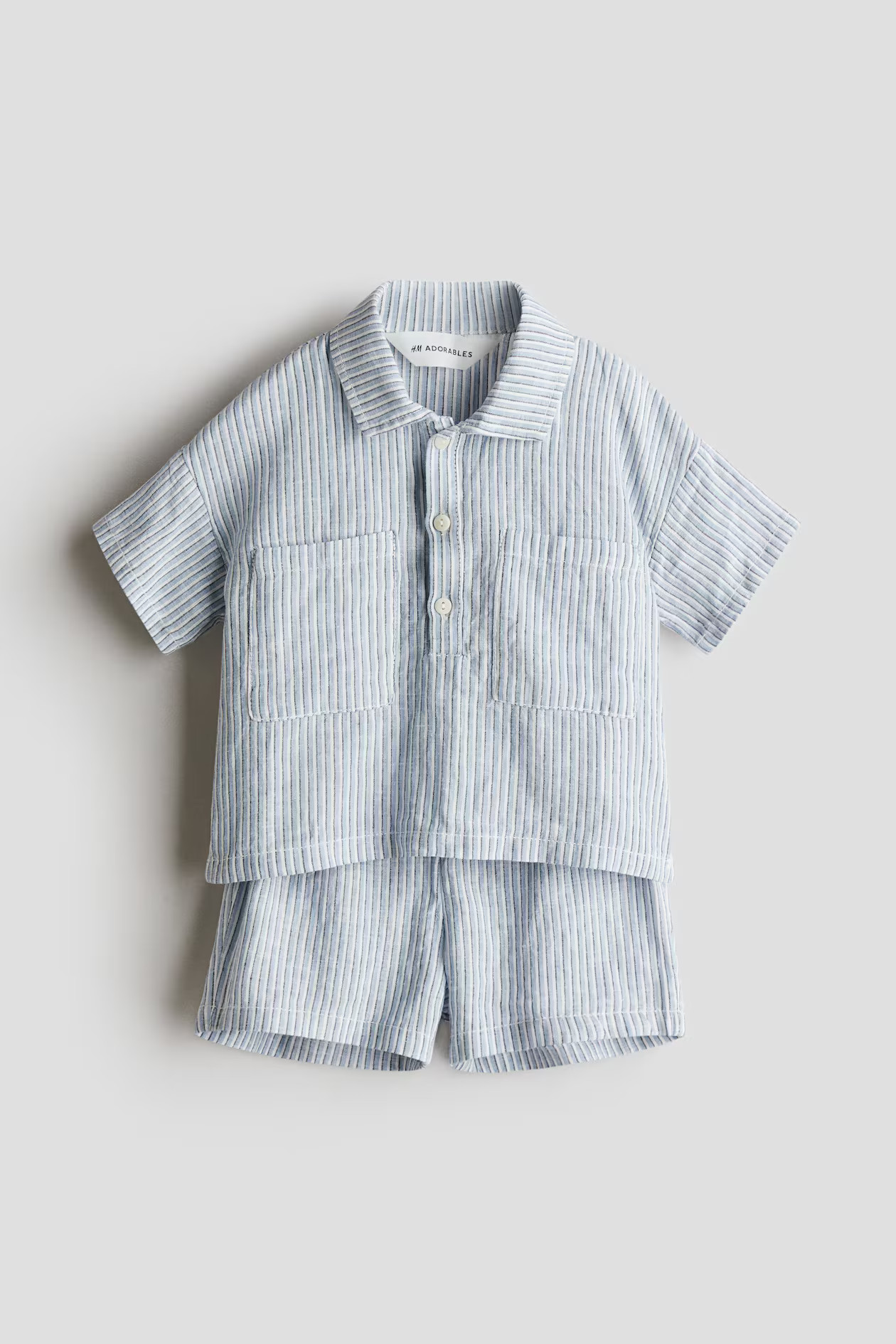 2-Piece Linen-Blend Set - Light blue/striped - Kids | H&M US | H&M (US + CA)