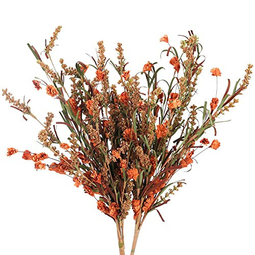 OUBTDK 2Bundles Artificial Fall Flowers Stem Dried Floral Arrangement for Fall Decoration Home Party Wedding Bouquet Table Centerpiece Farmhouse Decor | Amazon (US)