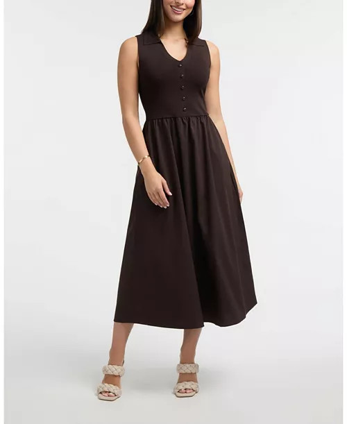 Ellen Tracy Women's Sleeveless Polo Collar Twofer Dress - Macy's | Macy's
