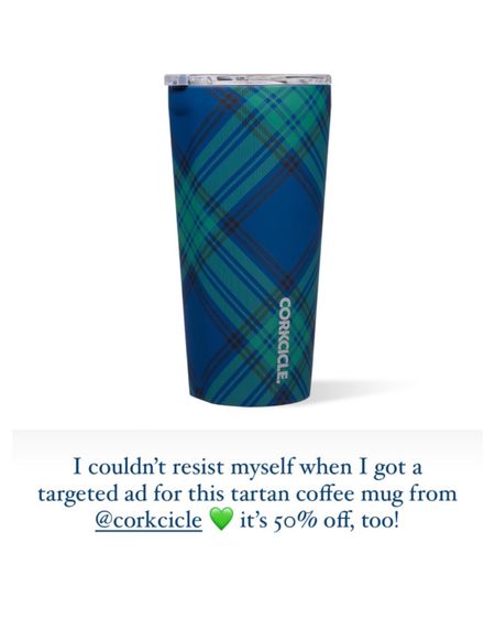 Adorable reusable coffee cups and drink ware from Corkcicle — I couldn’t resist myself when I saw this tartan coffee mug, especially when I saw it was on sale for 50% off! Tagging this exact mug plus some other great styles from the reusable drink ware site here, including collaborations with Rifle Paper Co and others. (P.S. You can get a free straw set or other discounts when you sign up for their email list!)

#LTKhome #LTKtravel #LTKsalealert