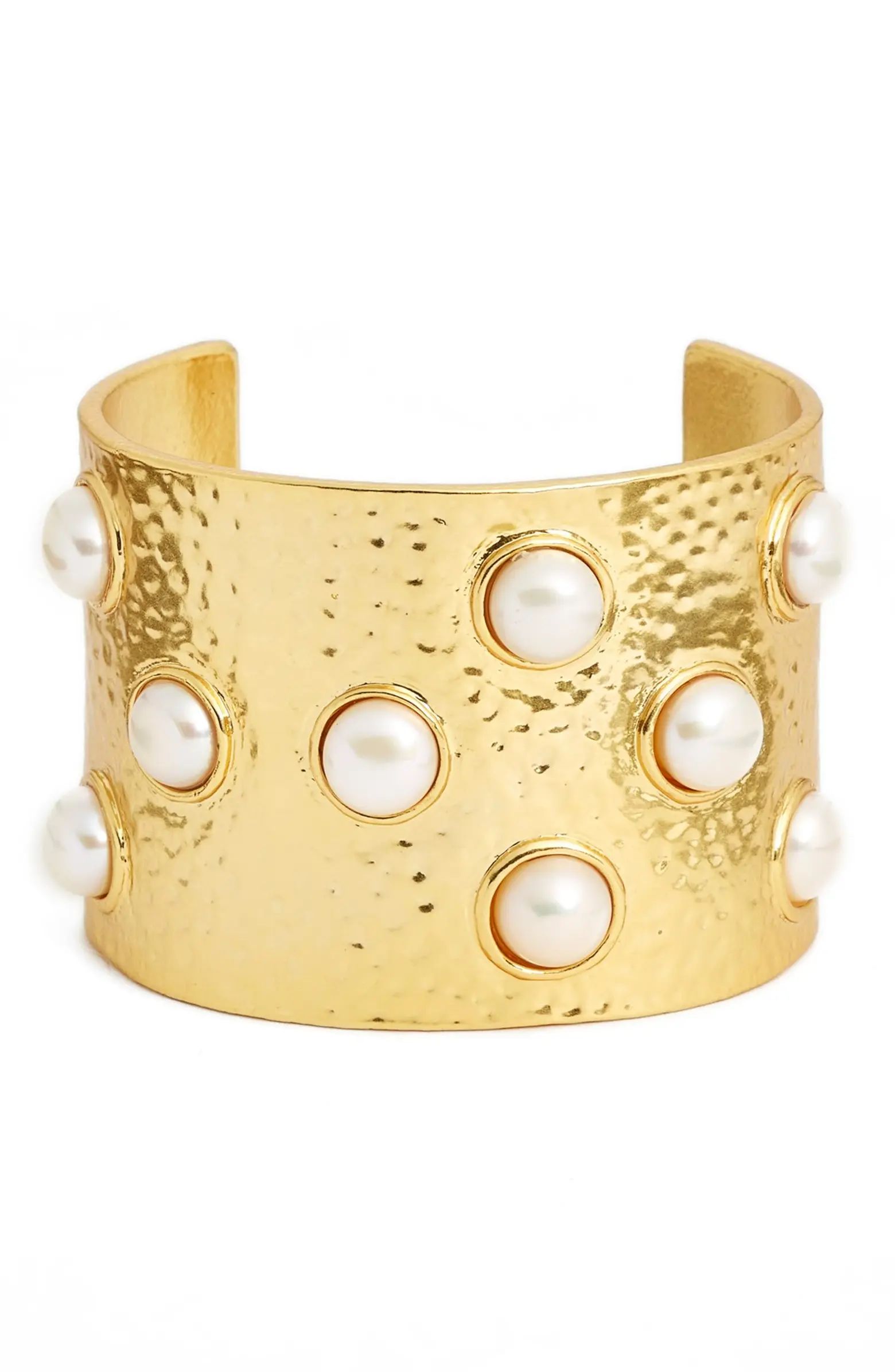 Hammered Imitation Pearl Cuff | Nordstrom