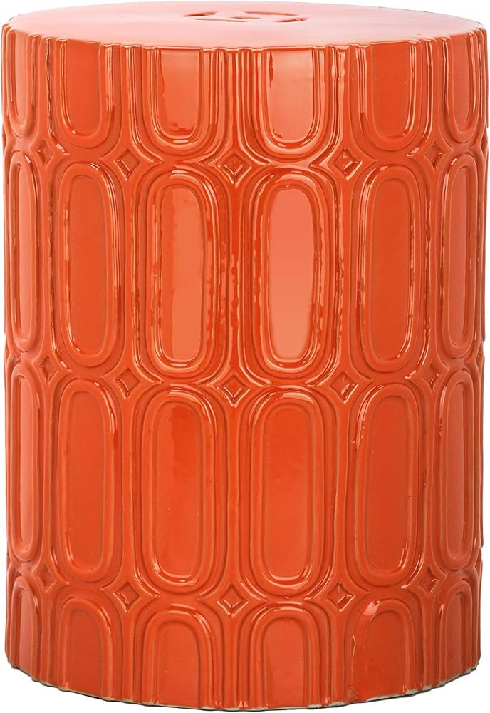 Safavieh Melody Glazed Ceramic Decorative Garden Stool, Orange | Amazon (US)