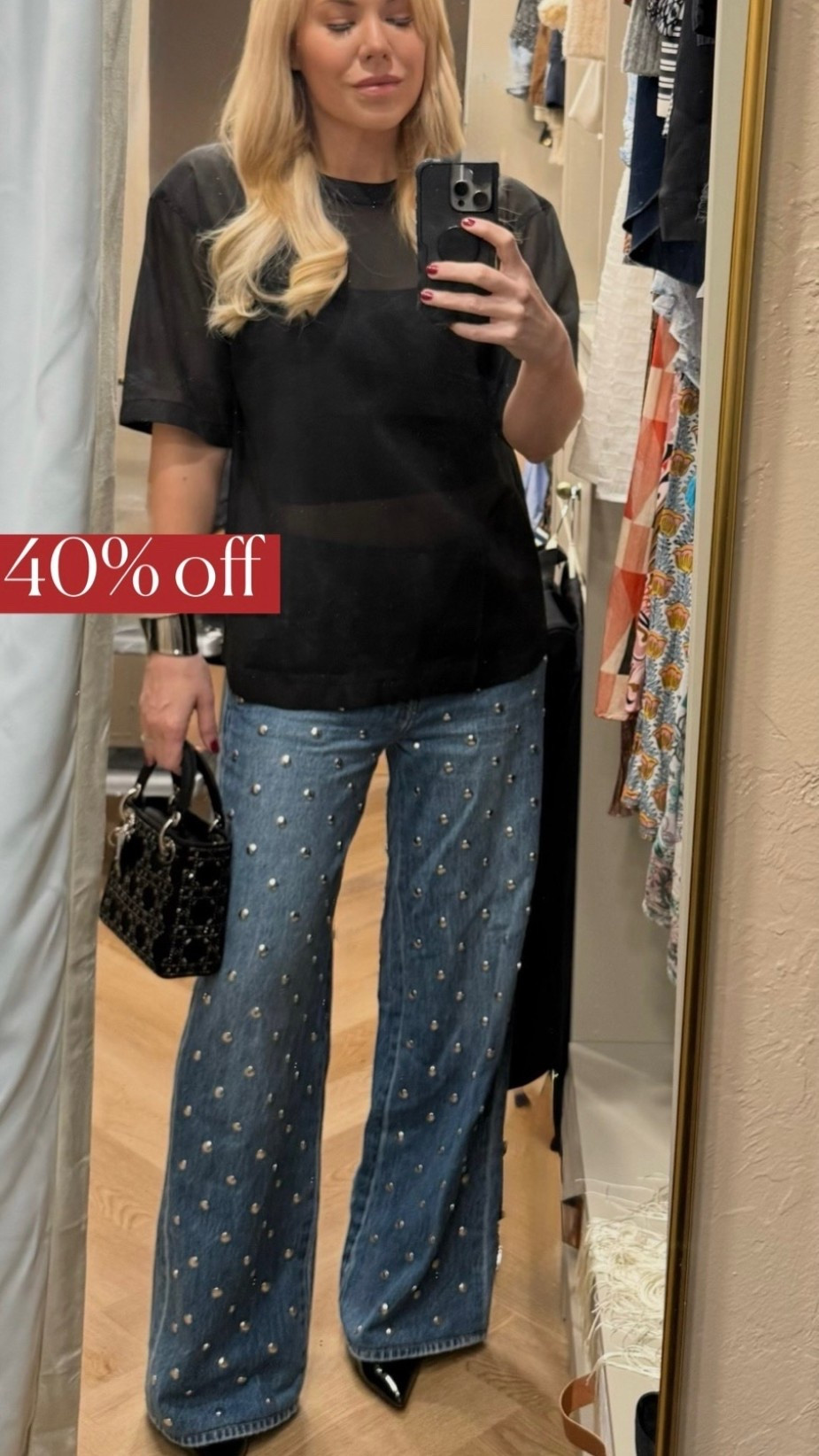 These studded jeans are 40% off! They run BIG size down

#LTKootd #LTKSaleAlert #LTKdayinmylife