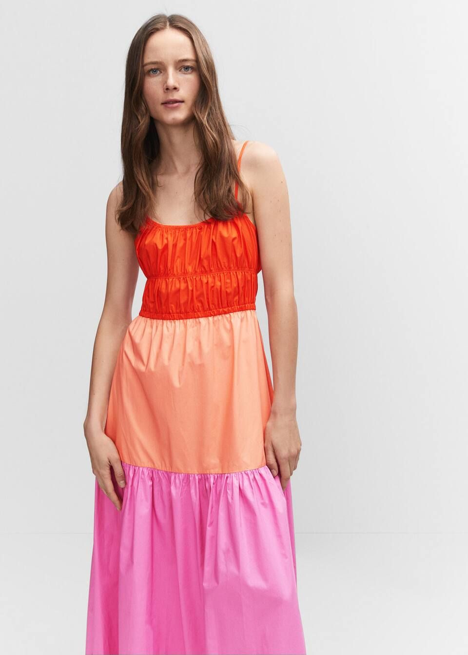 Gathered tricolor dress | MANGO (US)