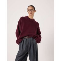 HUSH Pure Cashmere Textured Crew Neck Jumper Burgundy | Marks & Spencer (UK)