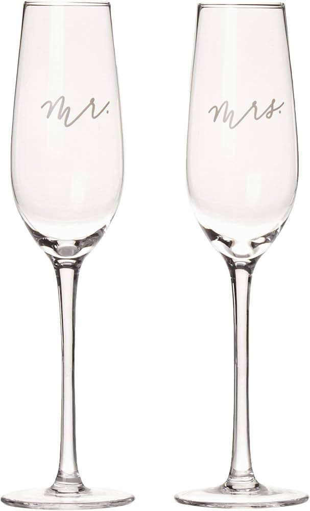 Pearhead Mr. & Mrs. Champagne Flute Set - Elegant His and Hers Wedding Toasting Glasses for Unfor... | Amazon (US)