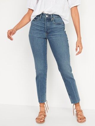 High-Waisted Button-Fly OG Straight Cut-Off Jeans for Women | Old Navy (US)