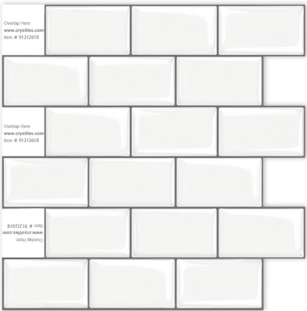 Crystiles 12-Pack Peel and Stick Tile Backsplash, 12"x12" Peel and Stick Wallpaper,Subway 3D Wall... | Amazon (US)