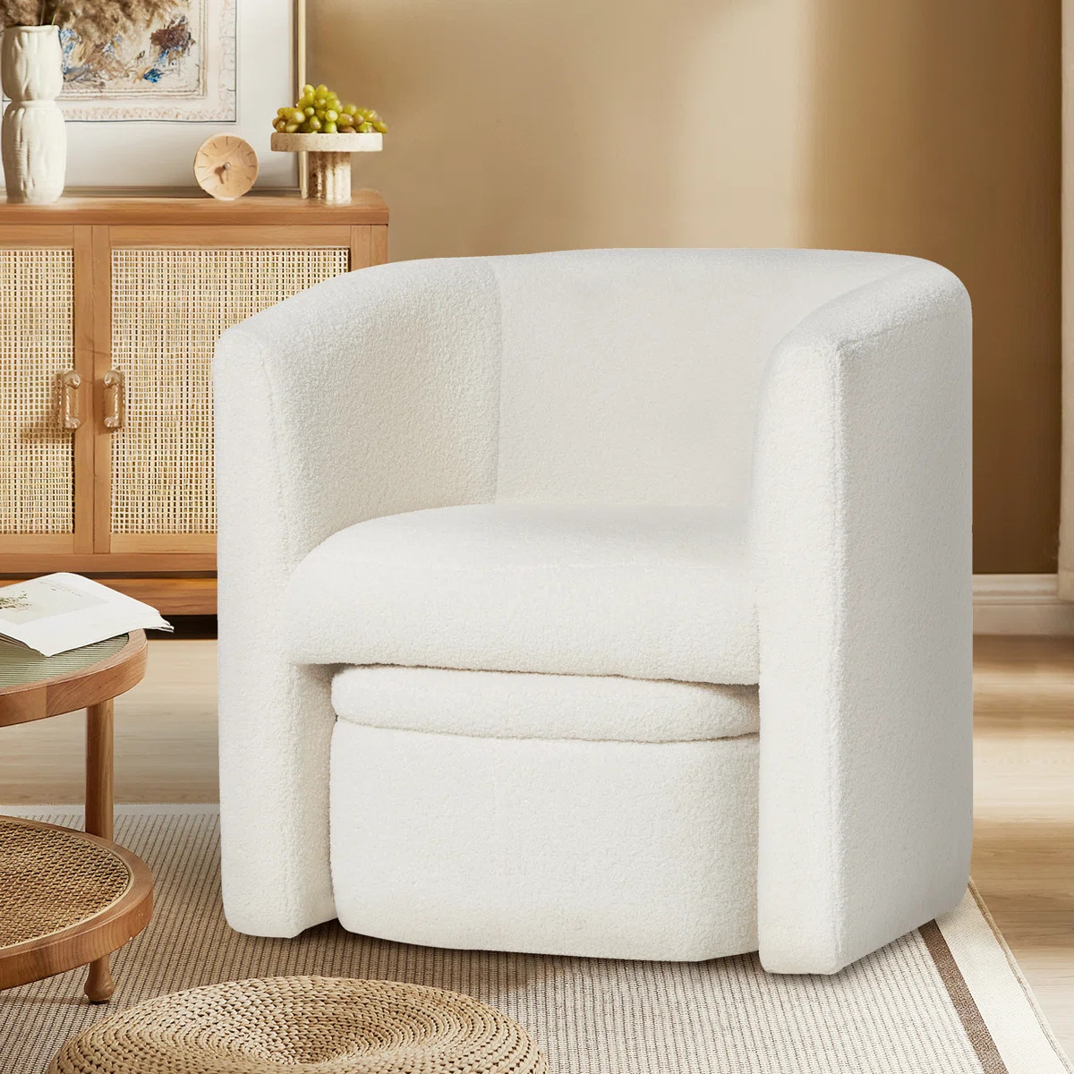 Braedin Upholstered Accent Chair & Storable Ottoman, No Assembly Required | Wayfair North America