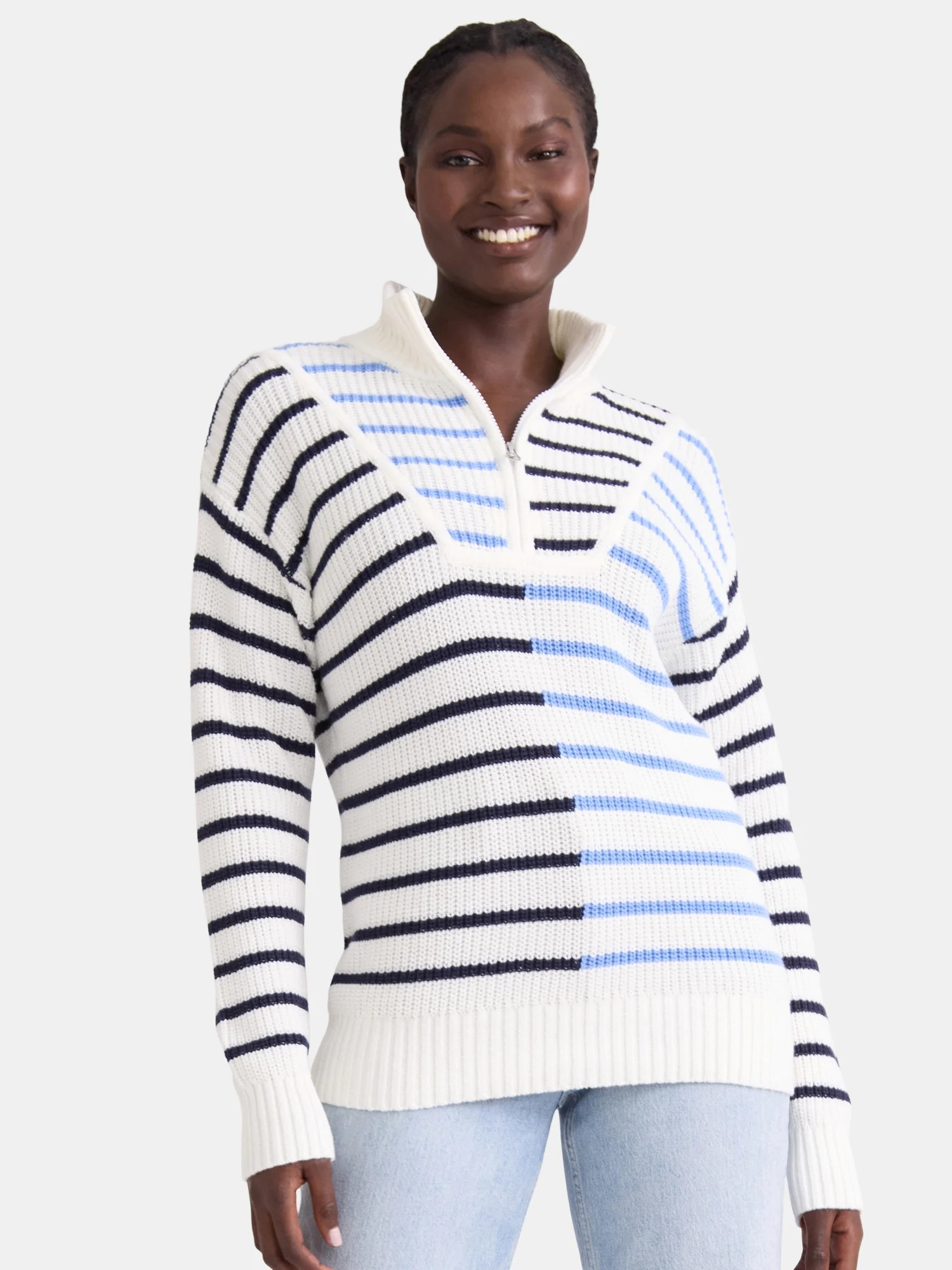 Time and Tru Women's Half Zip Pullover Sweater, Midweight, Sizes XS-XXXL | Walmart (US)