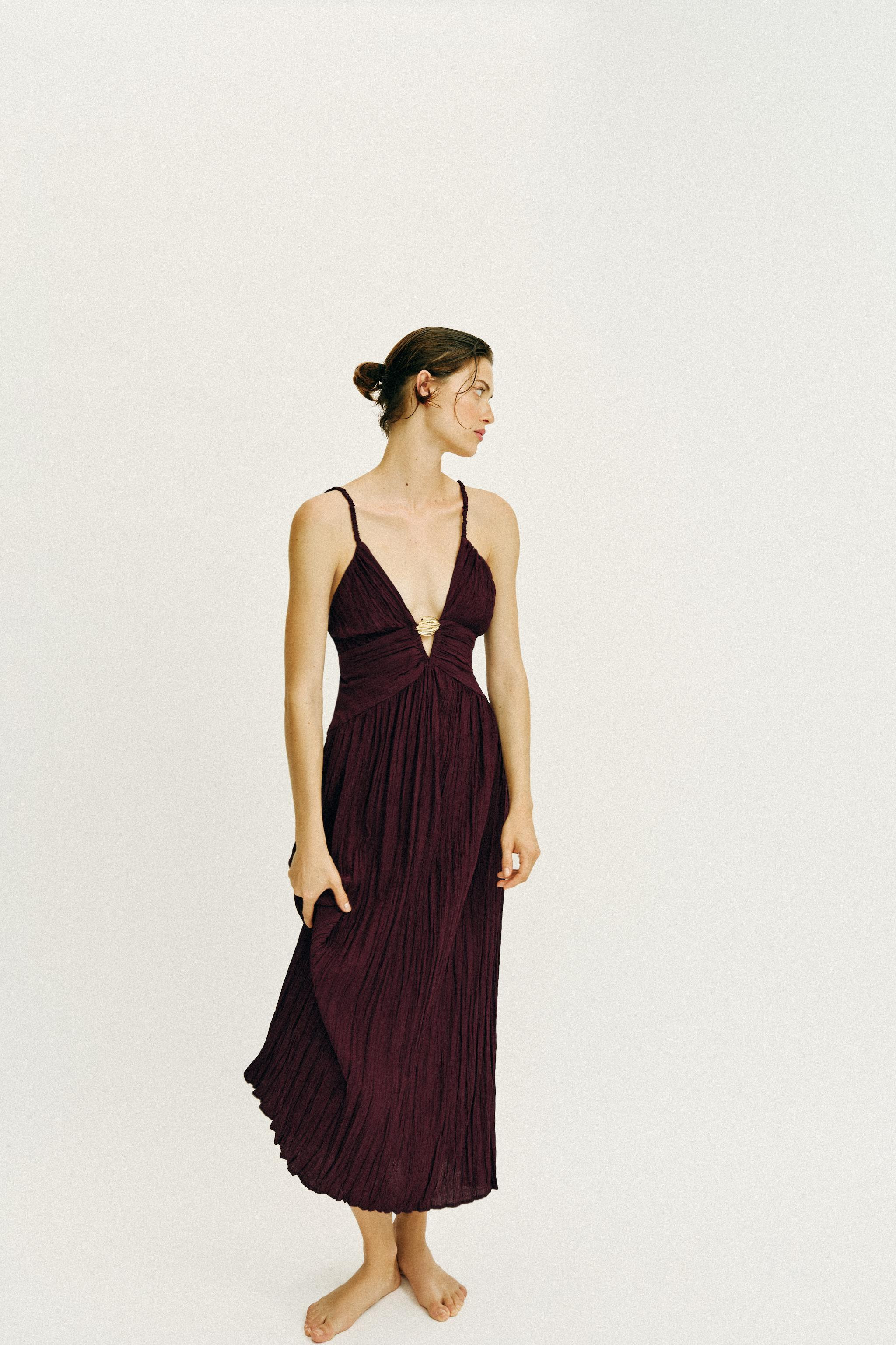 GOLD-TONE HARDWARE MIDI DRESS | Zara US
