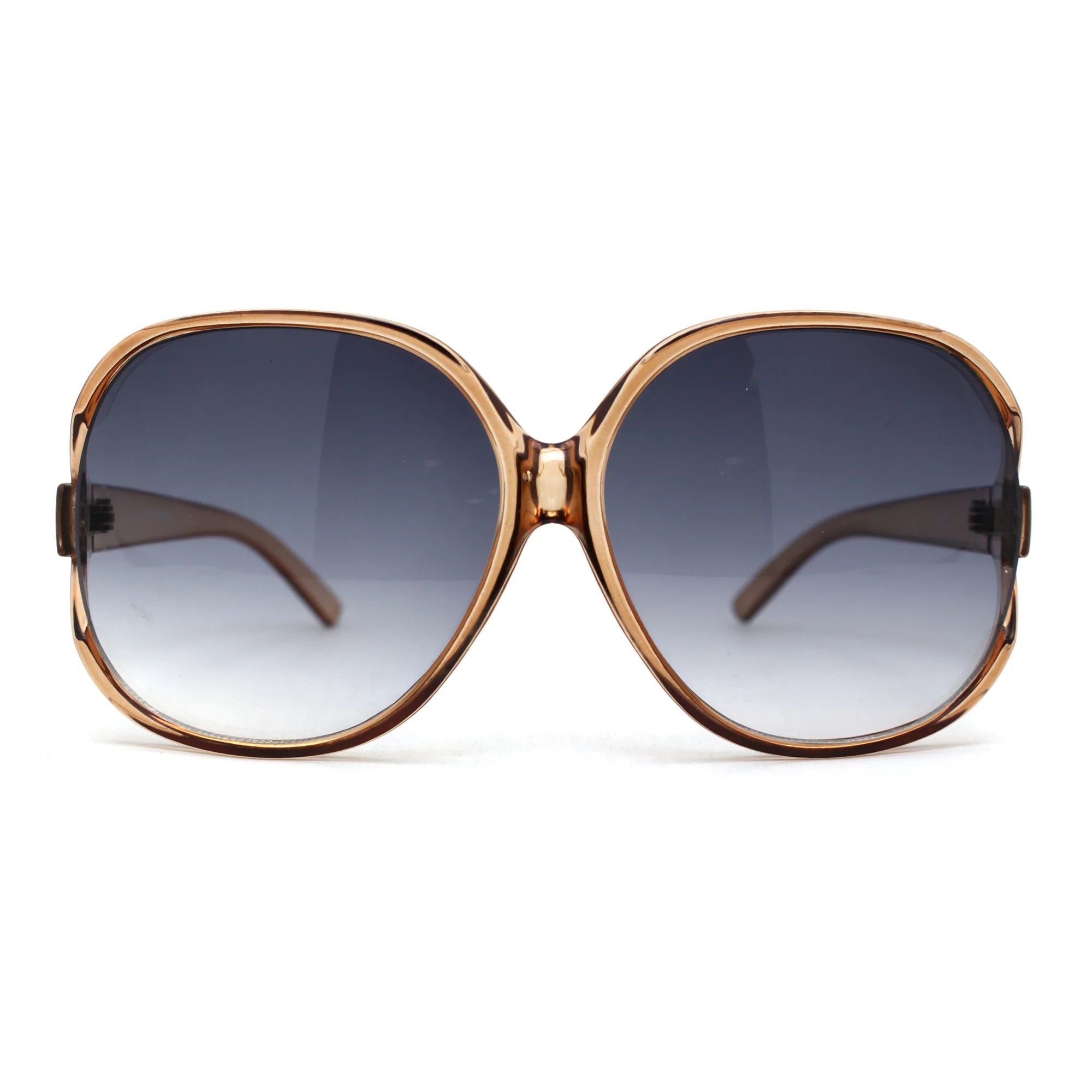Womens Extra Oversized Round Designer Fashion Exposed Lens Butterfly Sunglasses Peach Smoke | Walmart (US)