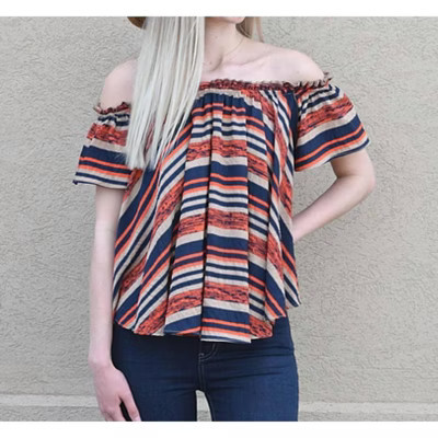 Women's Off The Shoulder Stripe Woven Top - Fascination S | Target