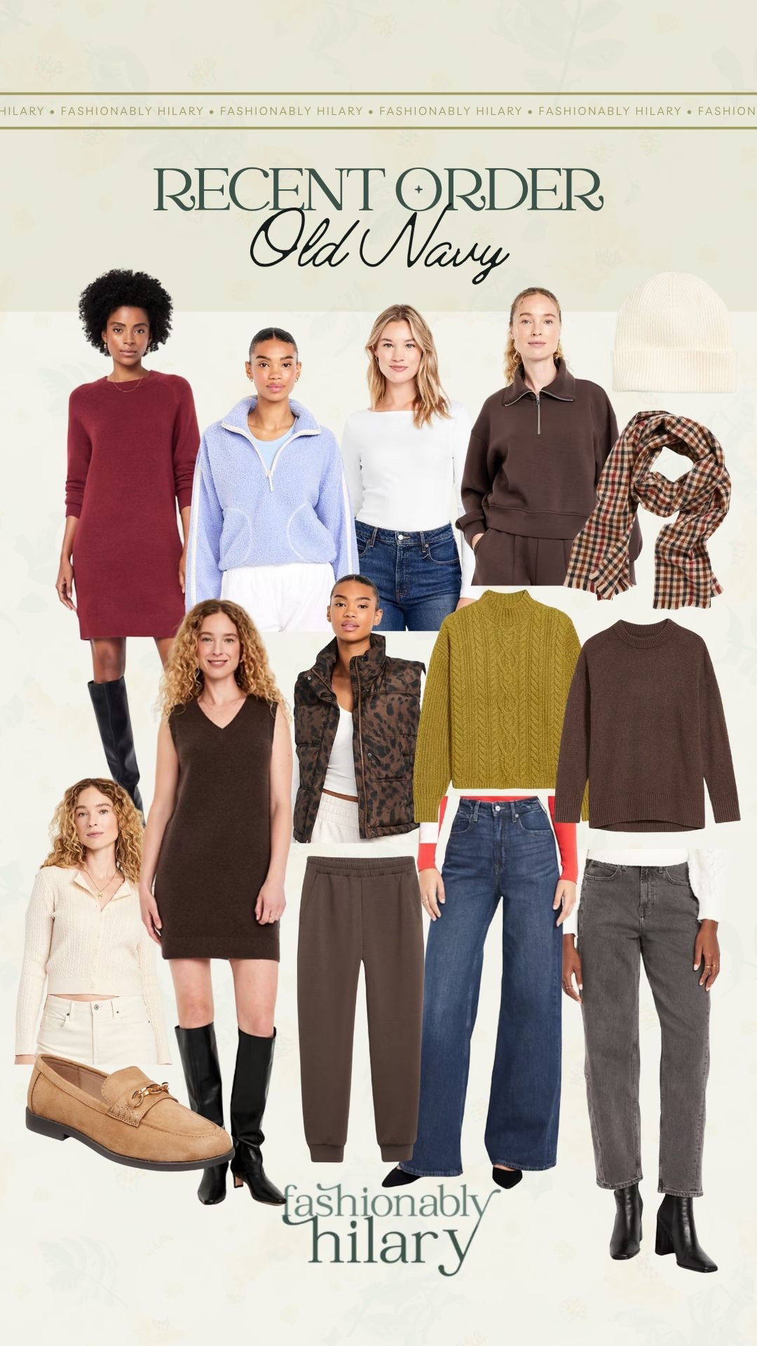 Old Navy has done it again and is making my cozy fall dreams come true! Y’all know I am obsessed with a rich chocolate color and they have so many good options right now. They are have some great sales right now, so I had to share my most recent order. Try-on haul coming soon, but spoiler alert… I’m loving everything! 
Old Navy fall, animal print puffer, sweater dress, fleece half zip, cable knit dresser, jeans, houndstooth scarf, chocolate brown lounge 

#LTKFindsUnder50 #LTKSaleAlert #LTKSeasonal