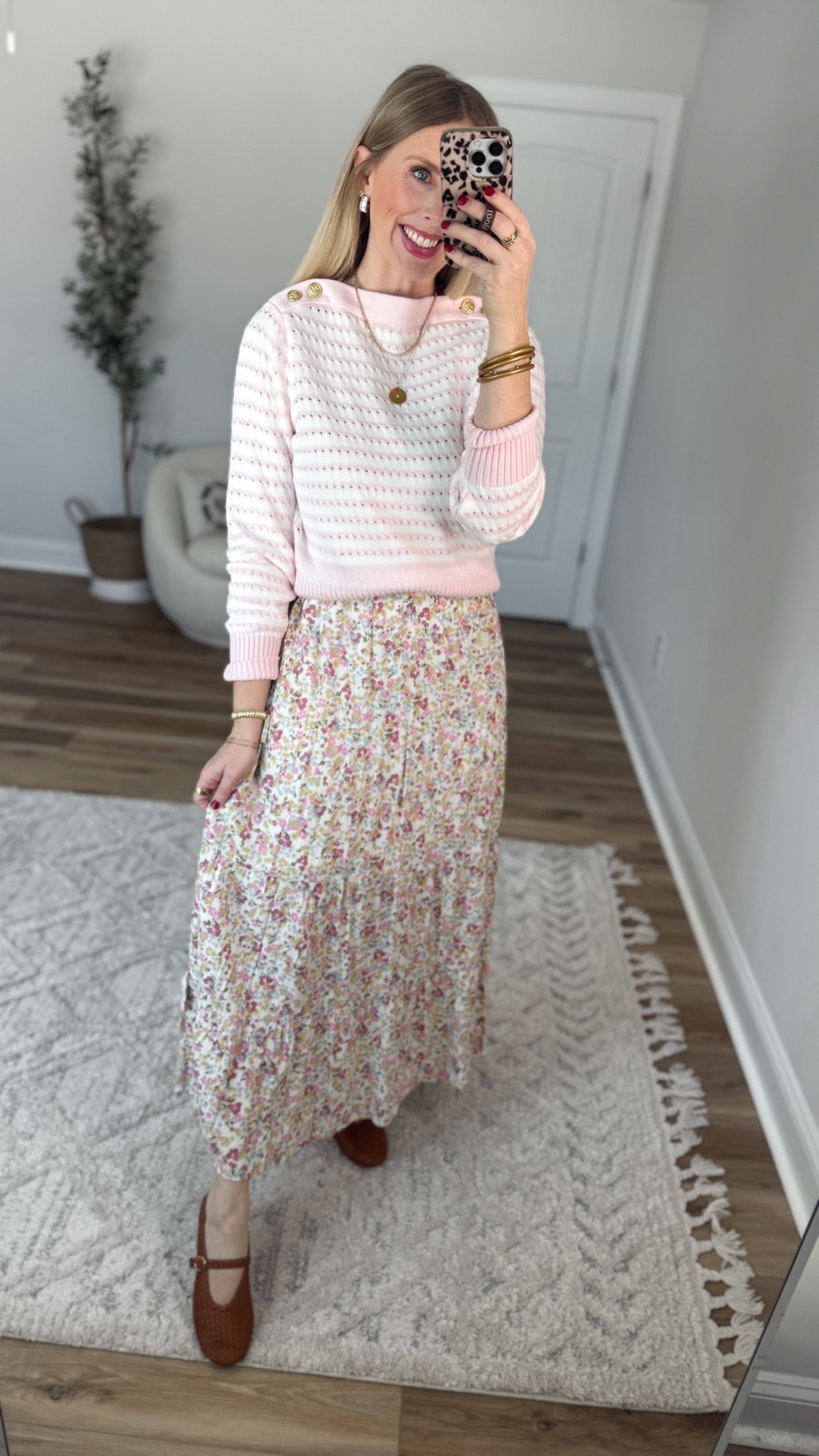 Daily try on, Walmart outfit, Walmart fashion, Walmart try on, print mix, floral maxi skirt, striped sweater 

#LTKootd #LTKWorkwear