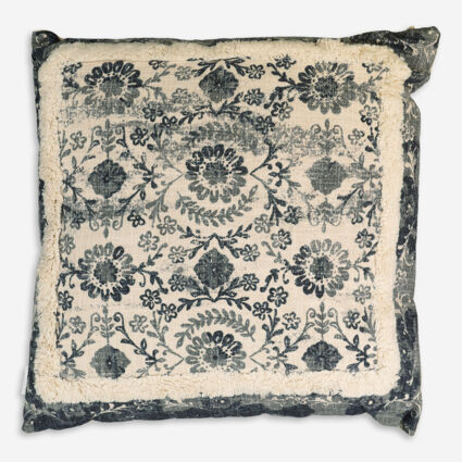 Beige & Navy Tile Pattern Cushion 55x55cm | TK Maxx