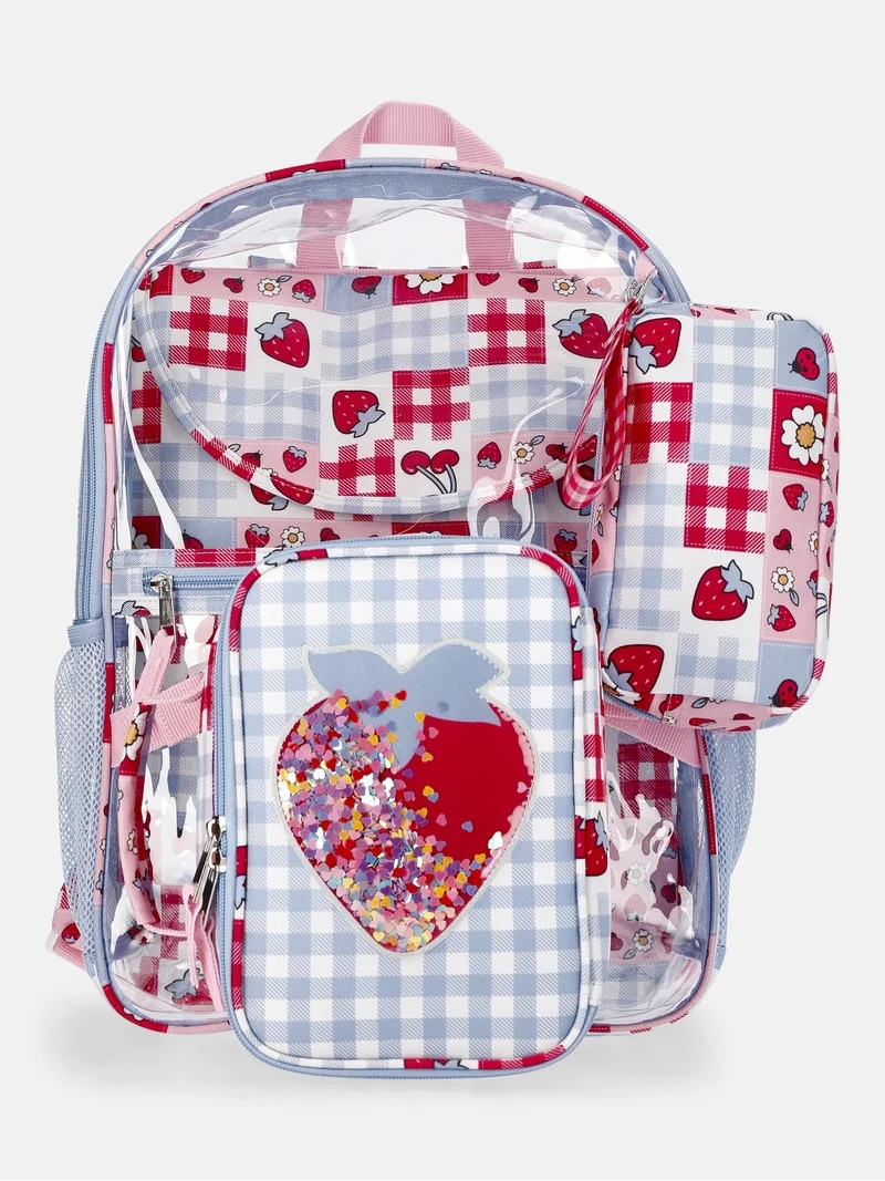 Wonder Nation Kids' Clear Berry 17" Backpack, Lunch Tote, Laptop Sleeve and Pouch Set, 4-Piece | Walmart (US)