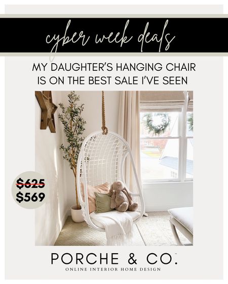 Wayfair, hanging chair in my daughter’s bed room on an amazing cyber week black Friday sale! 🤍 #wayfair #hanging #chair #swing 

#LTKhome #LTKCyberWeek #LTKkids
