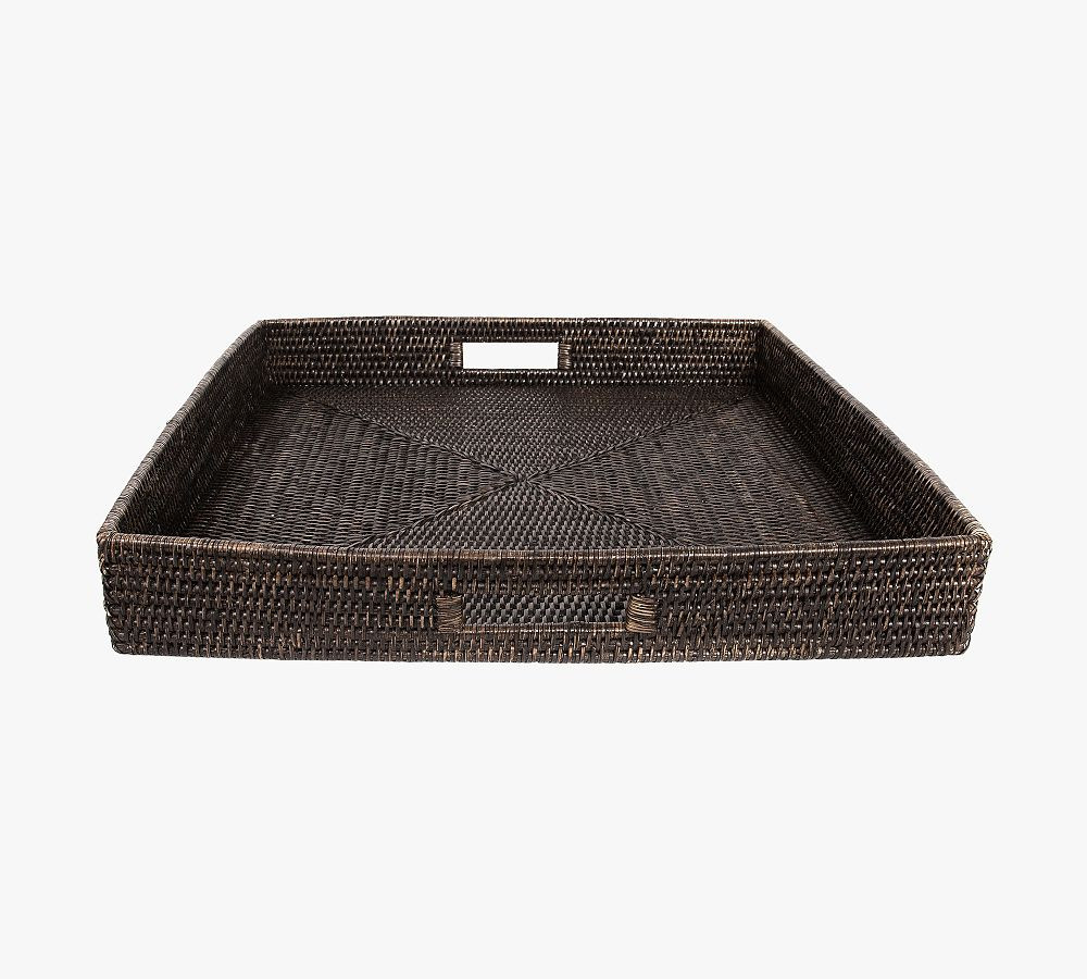 Tava Handwoven Rattan Square Serving Tray | Pottery Barn (US)