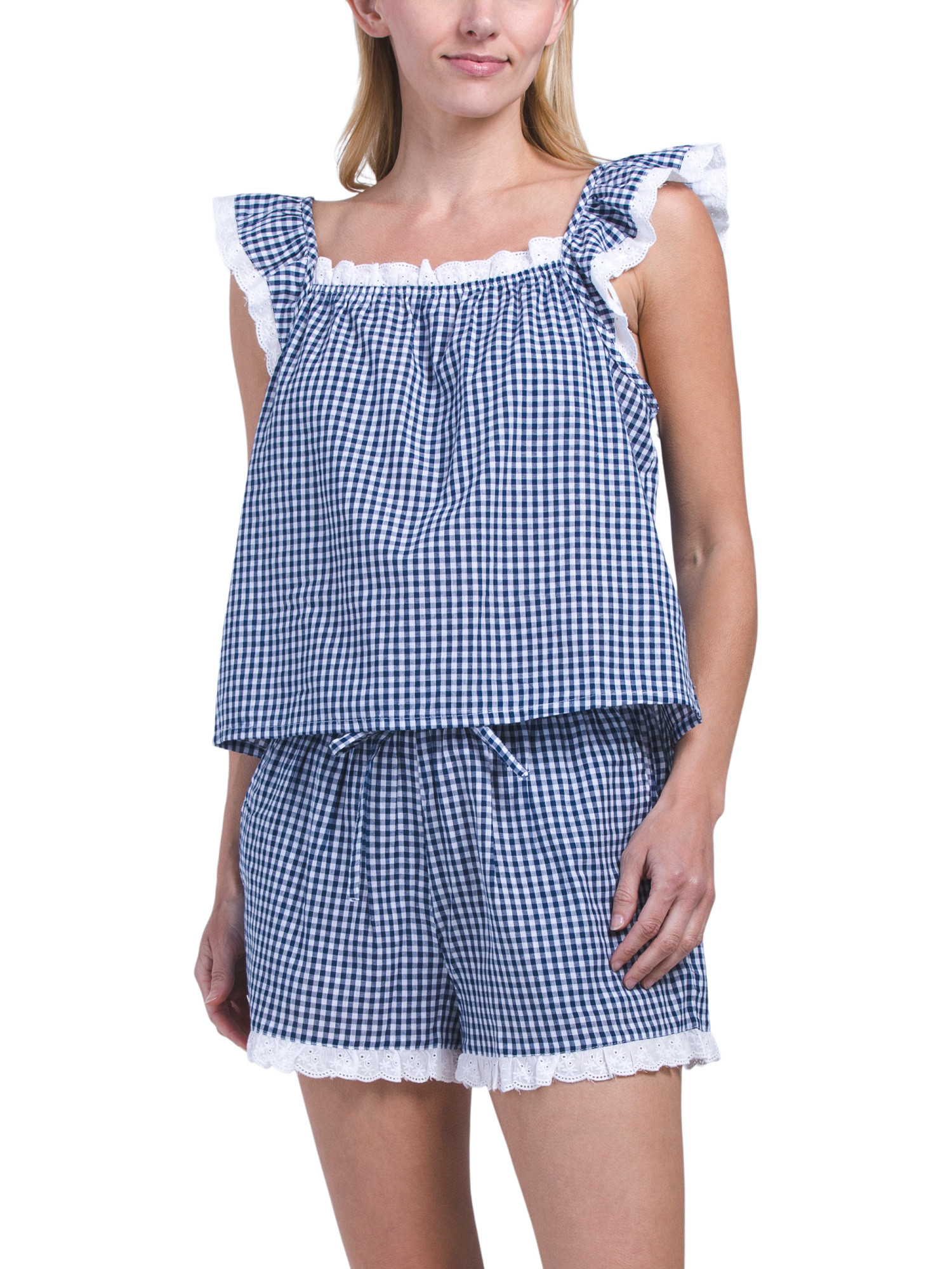 2pc Cotton Gingham Short Pajamas Set | TJ Maxx