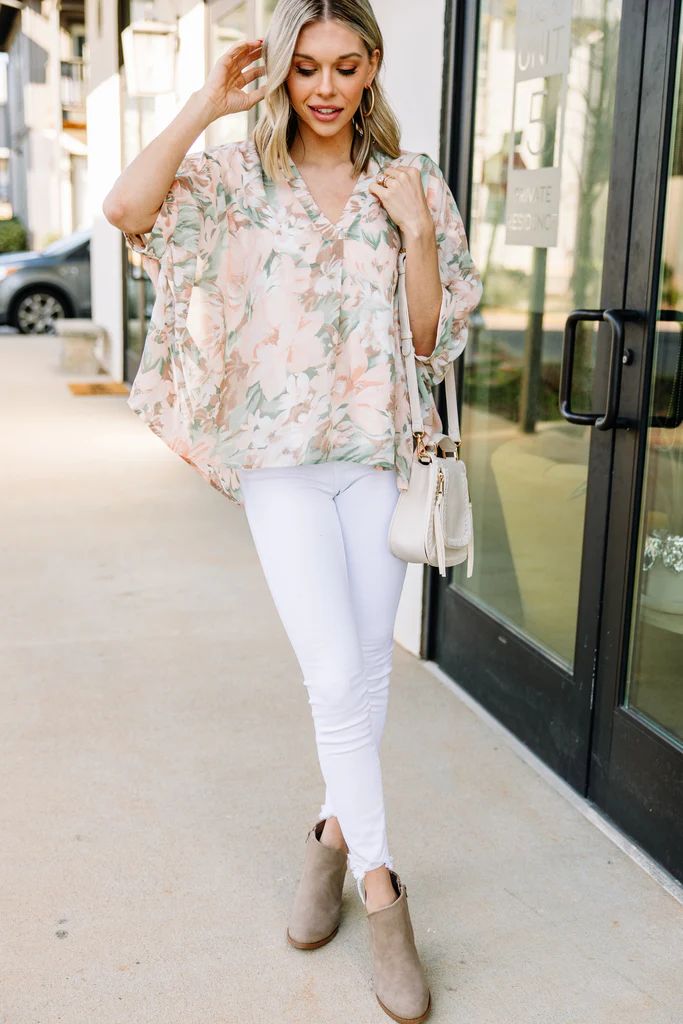 This Is You Time Peach Orange Floral Blouse | The Mint Julep Boutique