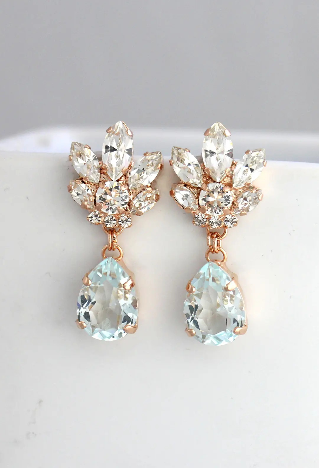 Bridal Chandeliers Aquamarine Chandelier Blue Sky Earrings - Etsy | Etsy (US)