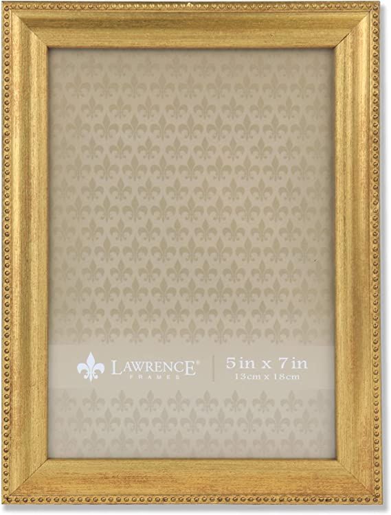 Lawrence Frames Classic Bead Picture Frame, 5x7, Gold | Amazon (US)