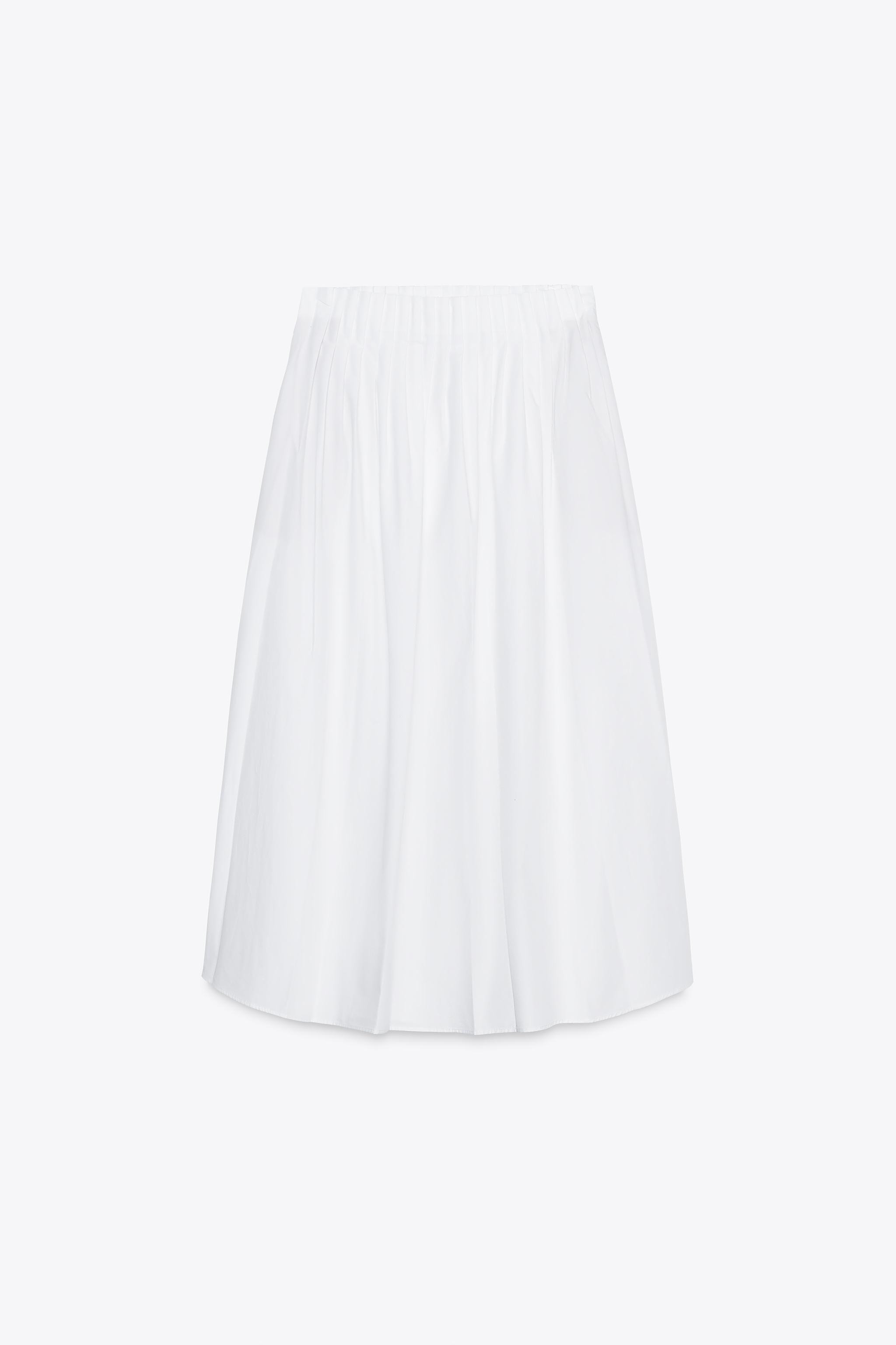 ZW COLLECTION POPLIN MIDI SKIRT | Zara US
