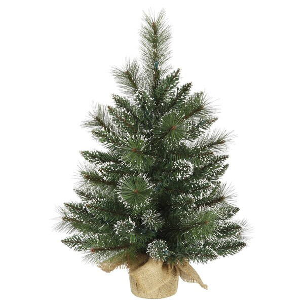 Vickerman Frosted Green PVC 2-foot Snow-tipped Mixed Pine and Berry Unlit Christmas Tree | Bed Bath & Beyond