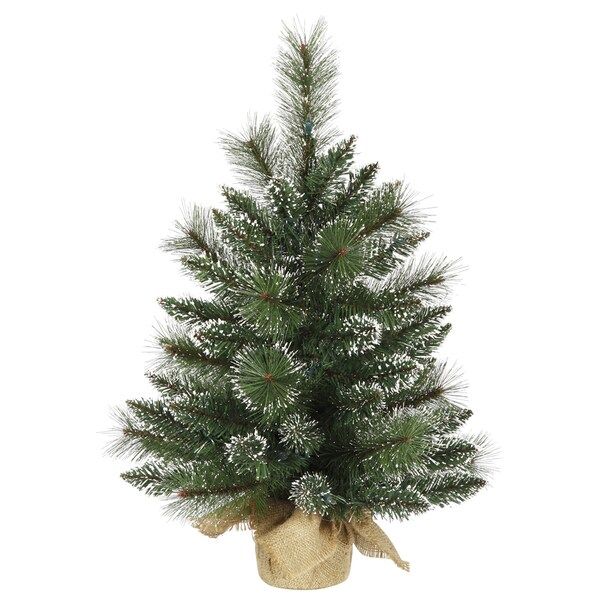 Vickerman Frosted Green PVC 2-foot Snow-tipped Mixed Pine and Berry Unlit Christmas Tree | Bed Bath & Beyond
