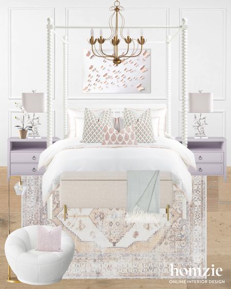 This girls room is one that will grow with her! Perfectly girly, feminine and sweet! The purple nightstands and budget-friendly statement lighting make it! 

#LTKhome #LTKFind #LTKkids