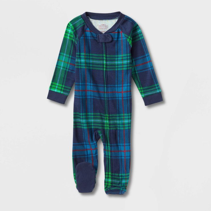 Baby Holiday Tartan Plaid Matching Family Footed Pajama - Wondershop™ Blue | Target