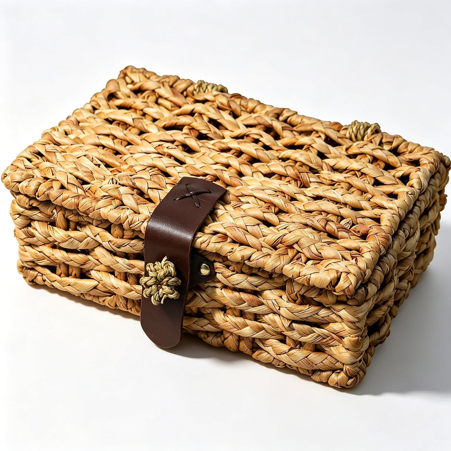 Water Hyacinth Woven Decorative Box with Lid for Decor, Storage (Small) | Amazon (US)