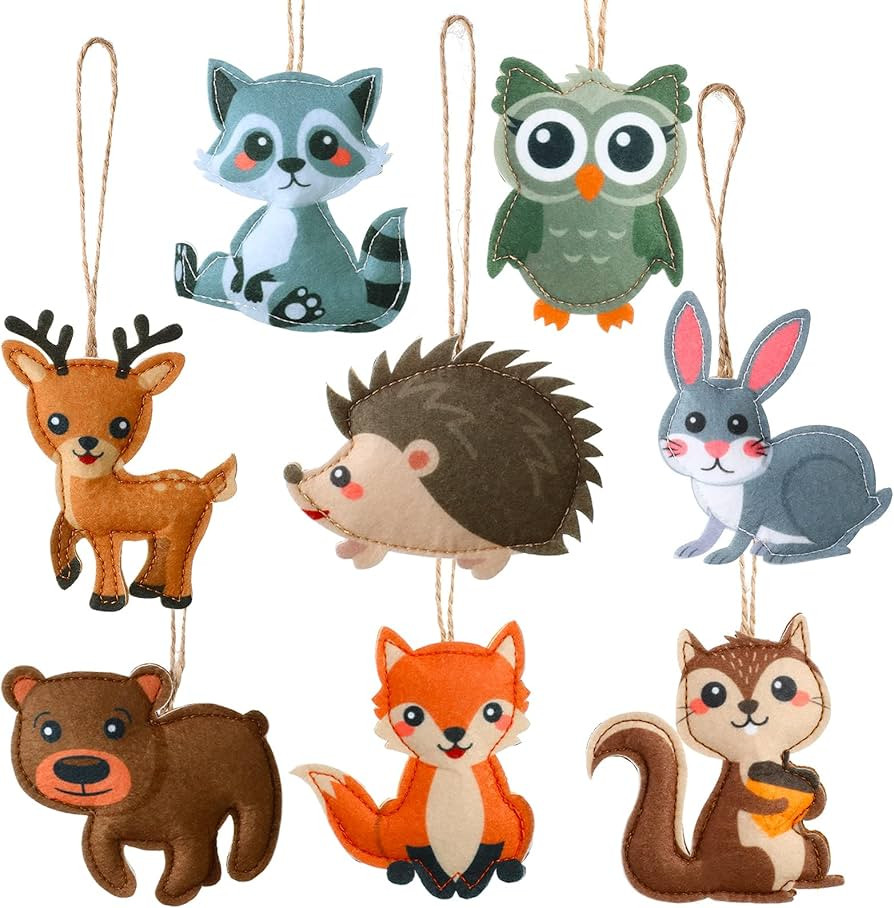 Tegeme 8 Pieces Woodland Animals Ornaments My Forest Friends Felt Animal Hanging Ornament Craft S... | Amazon (US)