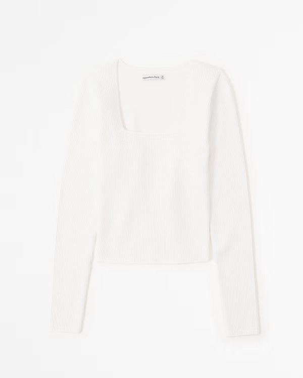 Women's Long-Sleeve Ottoman Squareneck Top | Women's Tops | Abercrombie.com | Abercrombie & Fitch (US)