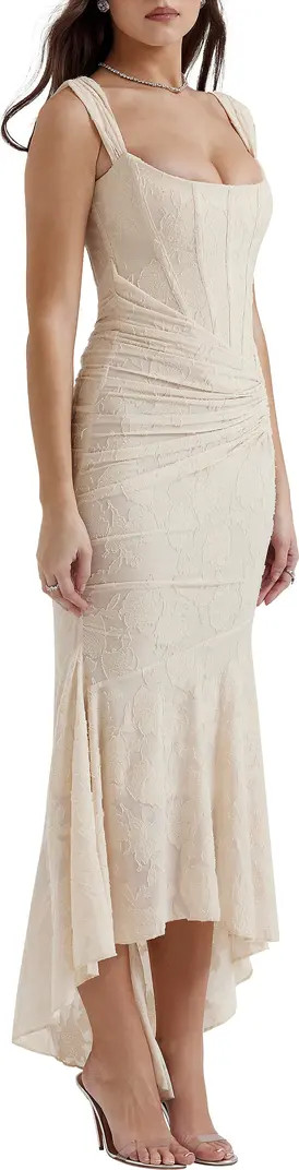 Cesca Floral Ruched High-Low Corset Dress | Nordstrom