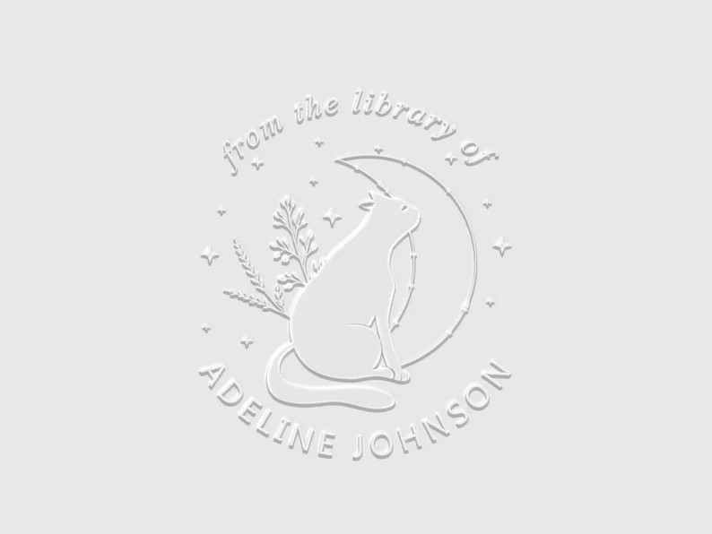 Cat Book Embosser Cat Embossing Stamp From the Library of Rubber Stamp, Self Inking Stamp or Embo... | Etsy (US)