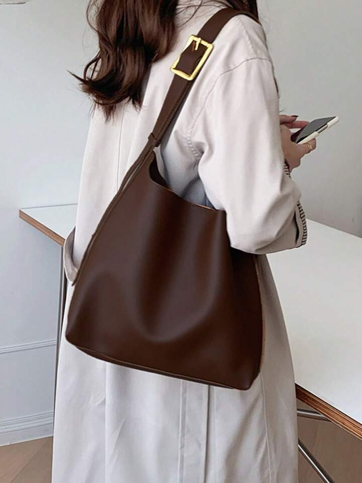 New Slouchy Style Cylinder Bag Vintage Shoulder Crossbody Bag With Large Capacity Tote Bag, Minimalist Style Women Bag, Business Casual Woman Bag Pefect For Office Business And Work, Retro Inspired Vintage Bag For Women | SHEIN