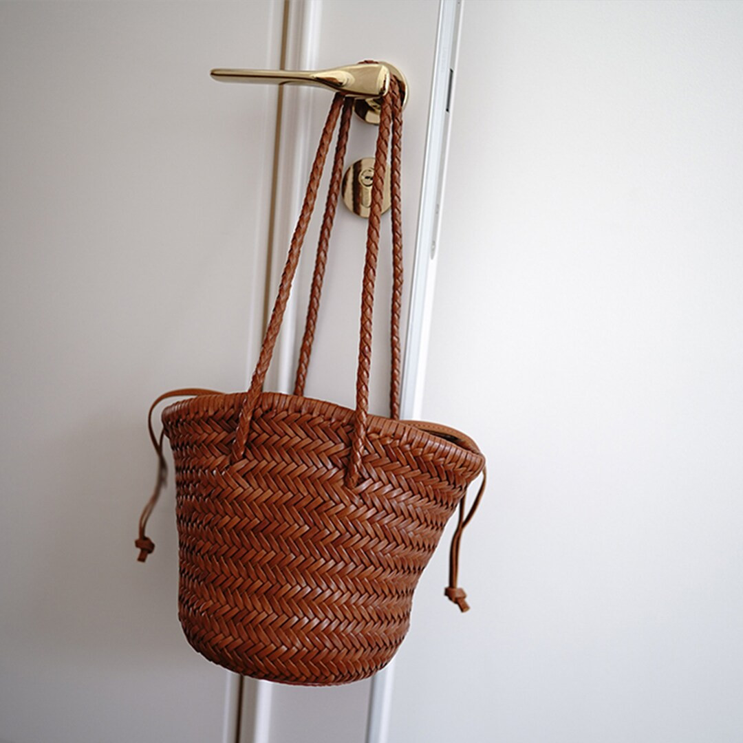 Leather Woven Shoulder Bag,Handcraft Woven Tote Bag,Small Basket Bag,Woven Crossbody bag,Leather ... | Etsy (US)