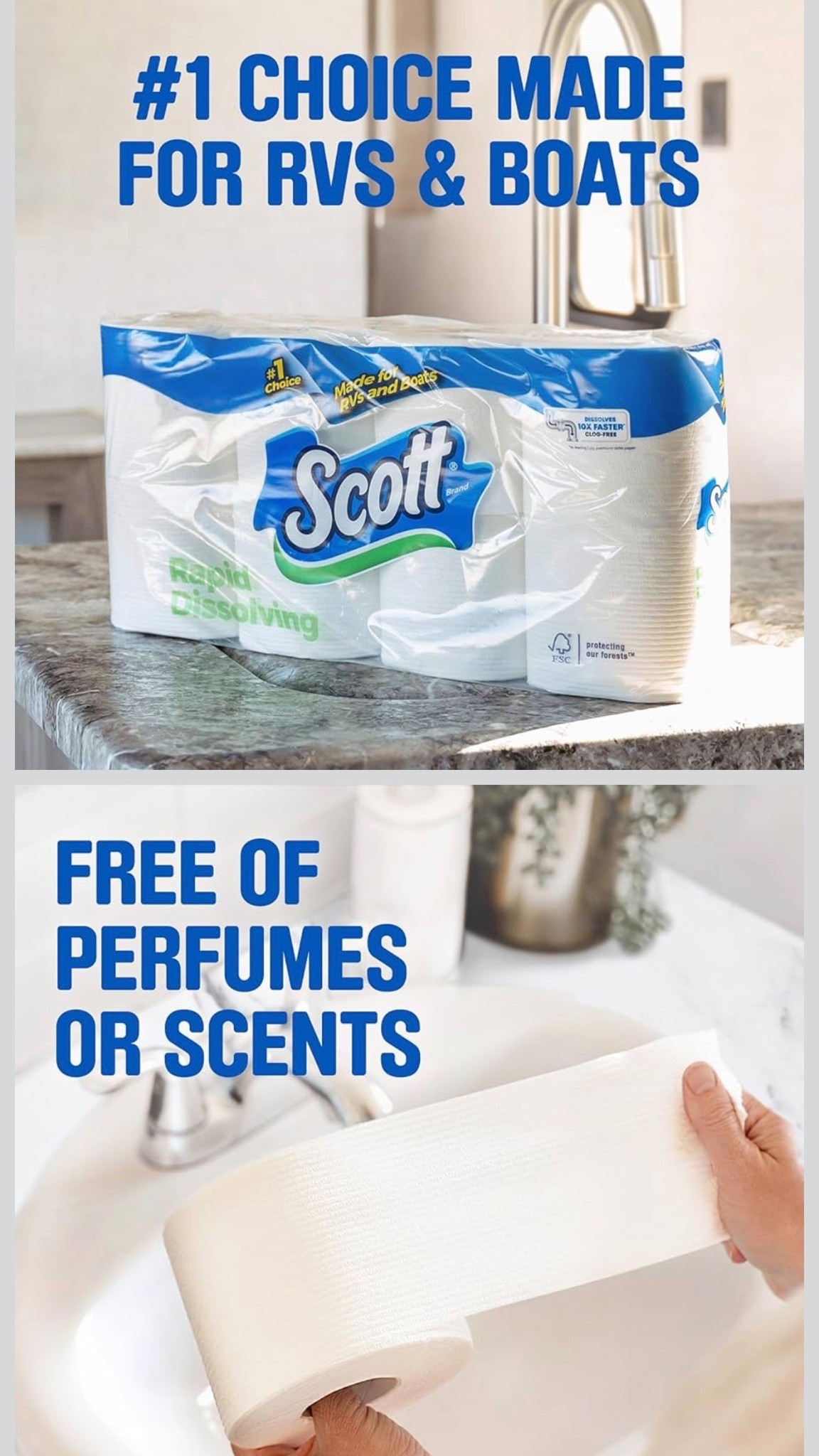 Scott Rapid-Dissolving Toilet Paper, 48 Double Rolls (6 Packs of 8), Septic-Safe, Toilet Paper #amazon #RV #boat

#LTKTravel #LTKselfcare #LTKHome