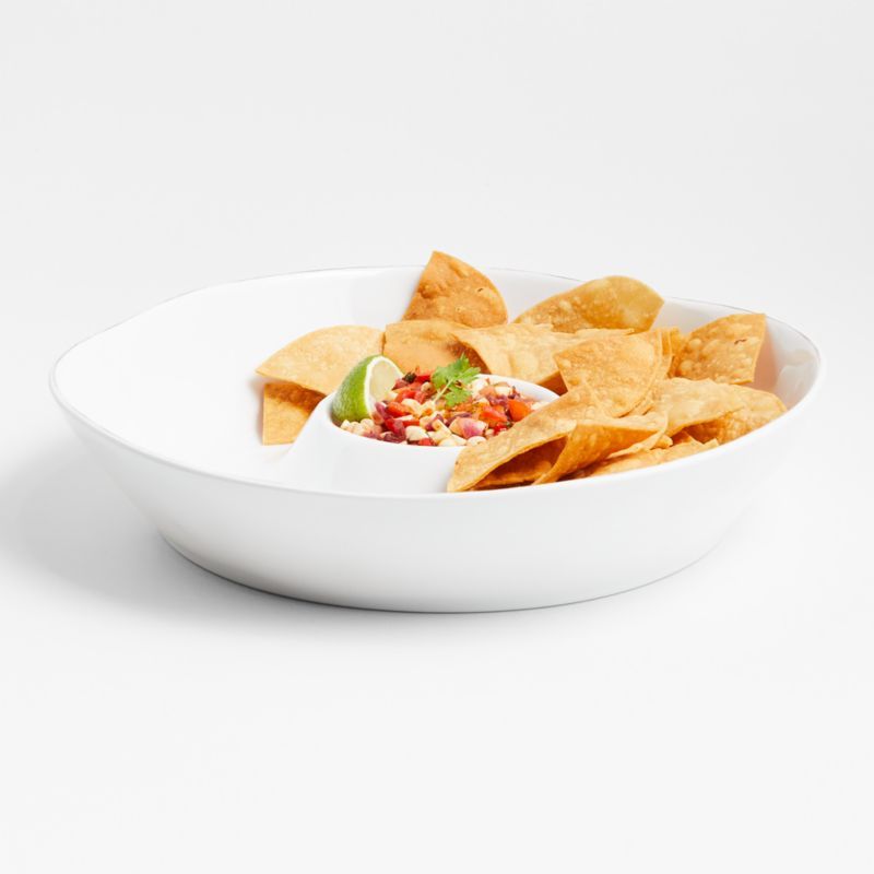 Marin White Outdoor Melamine Chip and Dip Bowl + Reviews | Crate & Barrel | Crate & Barrel
