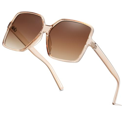 aisswzber Women's Chic Square Oversized Sunglasses Big Large Wide Fashion Shades for Women Men 100% UV Protection | Amazon (US)